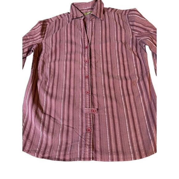 Pulp long sleeve raspberry ribbon stripe with darts Shirt M - Picture 4 of 8